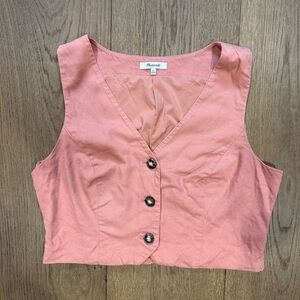 Madewell Pink Cropped Button Front Vest